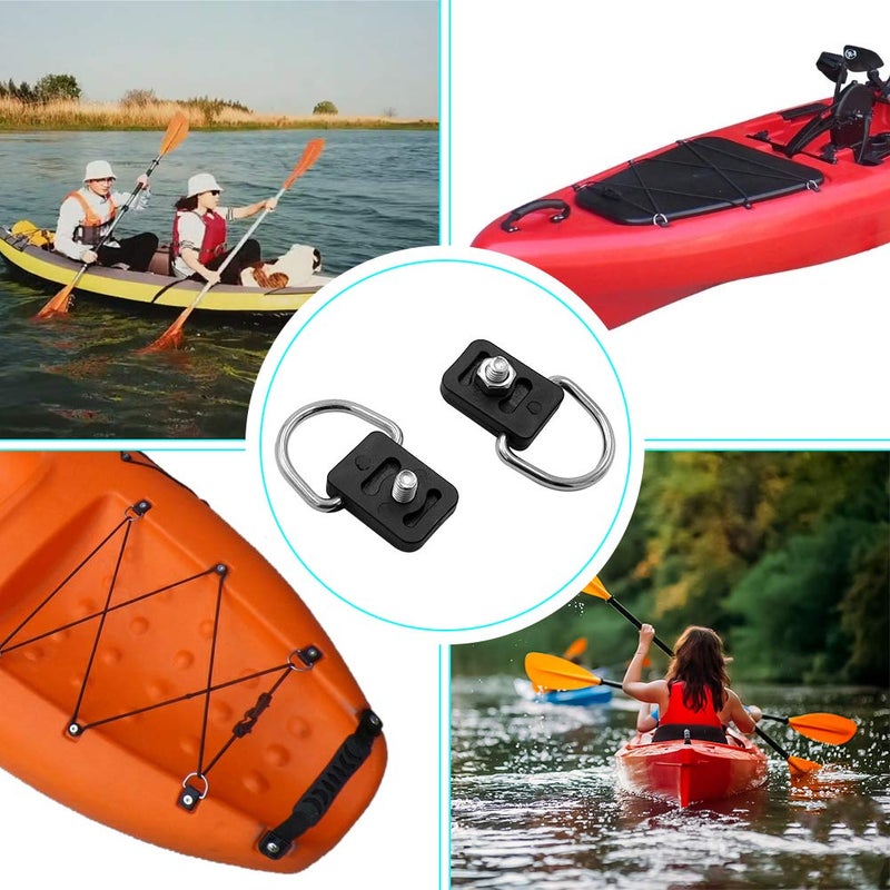 CLIO طقم ربط سطح الكاياك CLIO بطول 8 أقدام مع حبل بونجي ونهايات حبل بونجي مع خطافات وحلقة D لصيد الأسماك مع برغي 304 M6 و6 خطافات J لتجهيز قارب الكاياك أو الكانو وصيد الأسماك والتخييم - Image 5